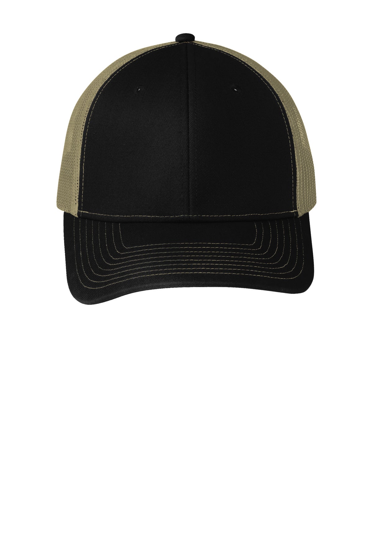 Port Authority Snapback Trucker Cap - Black/ Tan