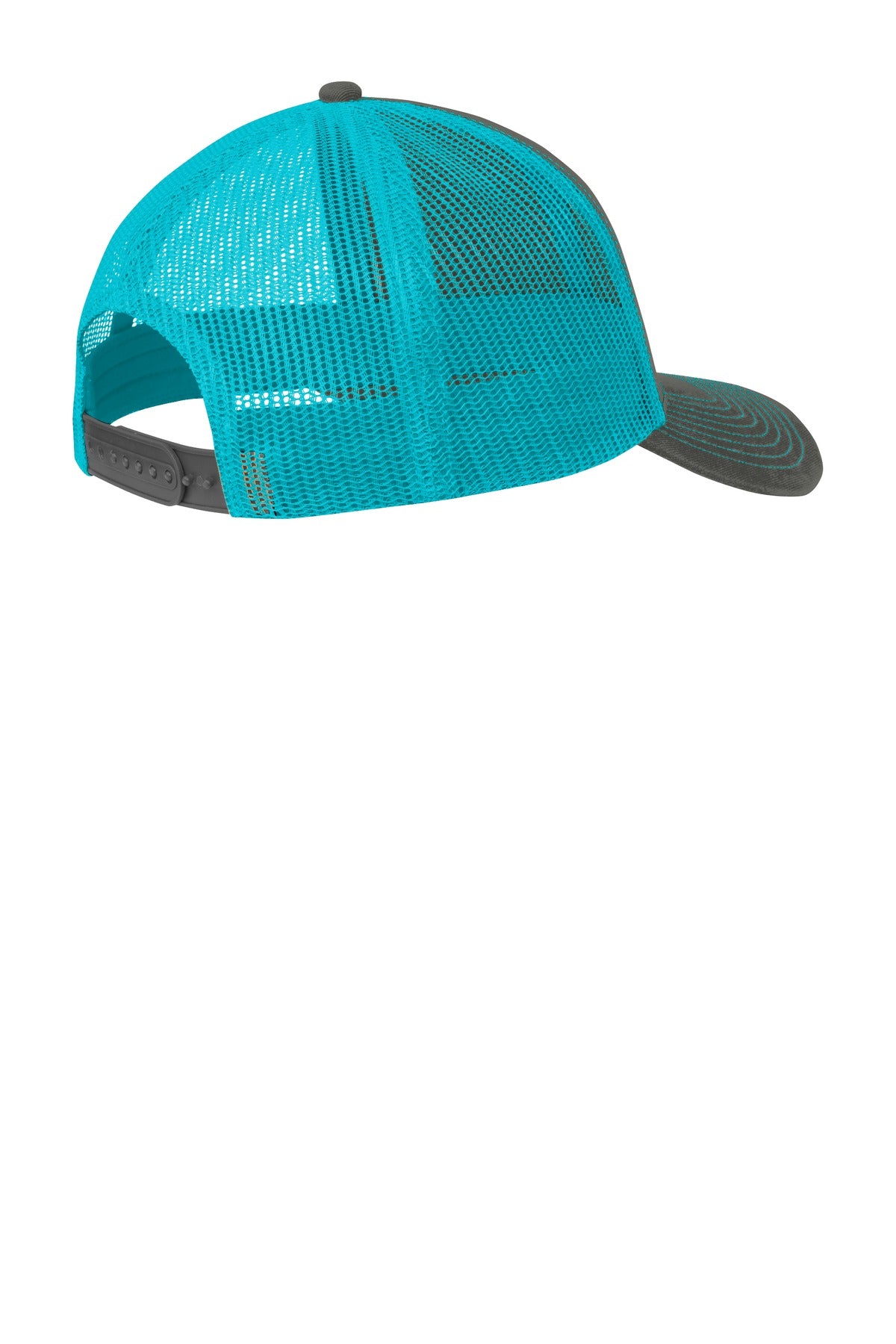 Port Authority Snapback Trucker Cap - Grey Steel/ Neon Blue