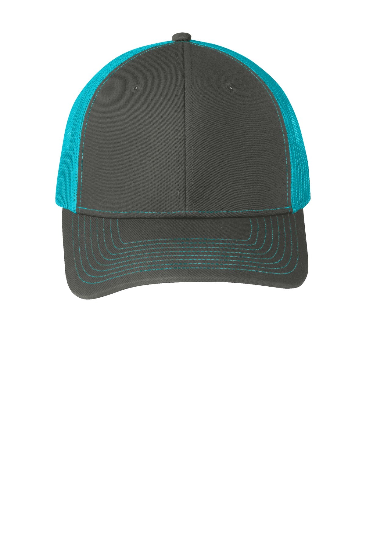 Port Authority Snapback Trucker Cap - Grey Steel/ Neon Blue