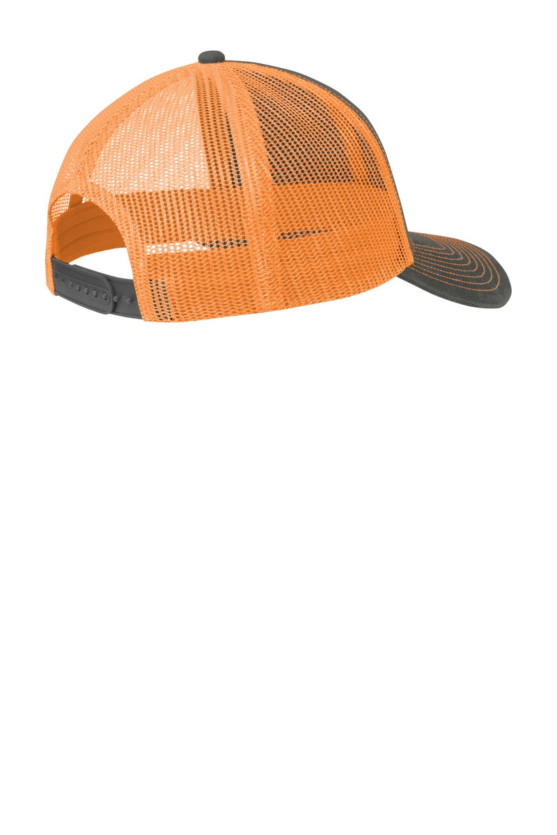 Port Authority Snapback Trucker Cap - Grey Steel/ Neon Orange