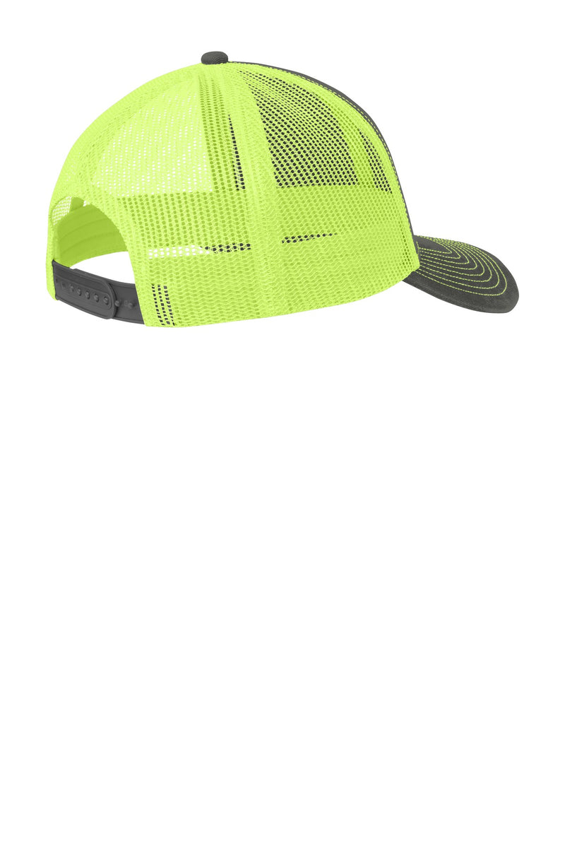 Port Authority Snapback Trucker Cap - Grey Steel/ Neon Yellow
