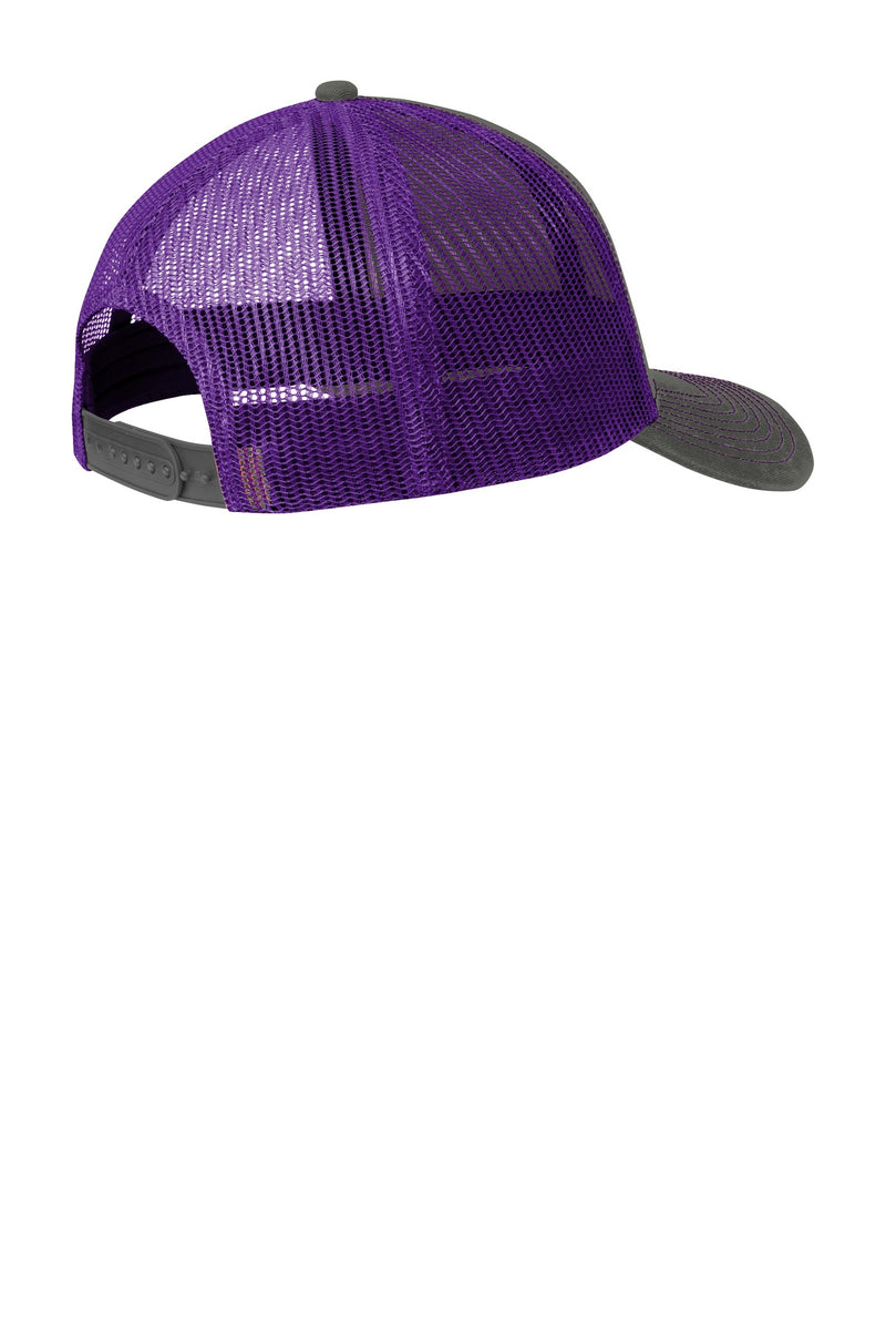 Port Authority Snapback Trucker Cap - Grey Steel/ Purple