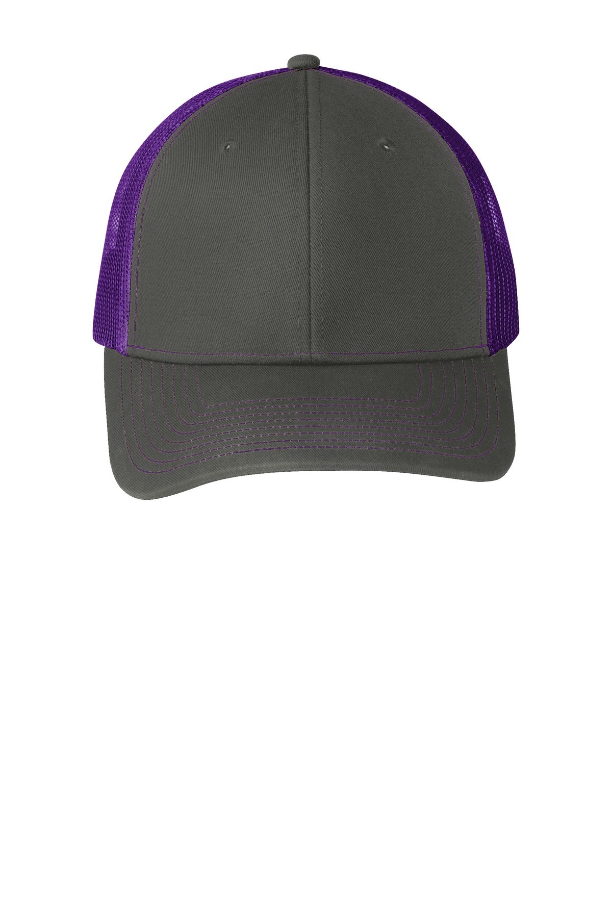 Port Authority Snapback Trucker Cap - Grey Steel/ Purple