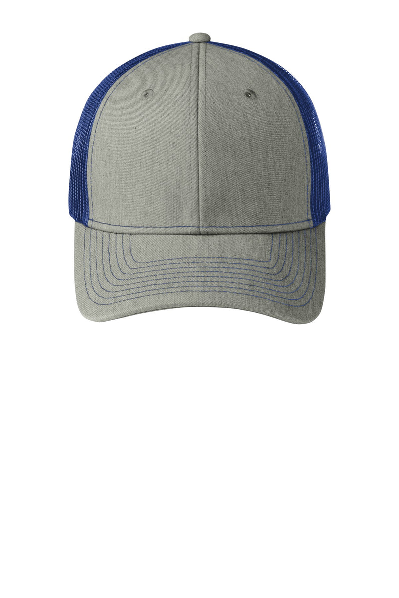 Port Authority Snapback Trucker Cap - Heather Grey/ Patriot Blue