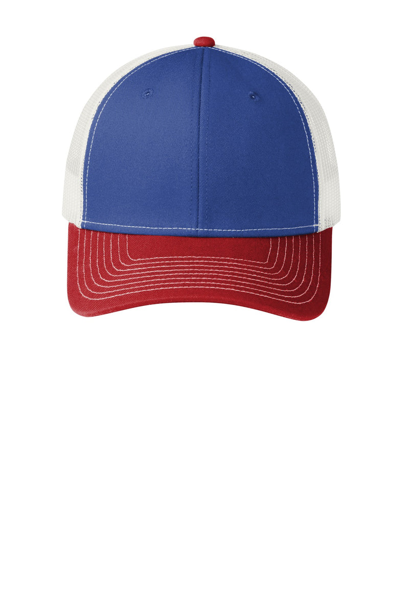 Port Authority Snapback Trucker Cap - Patriot Blue/ Flame Red/ White