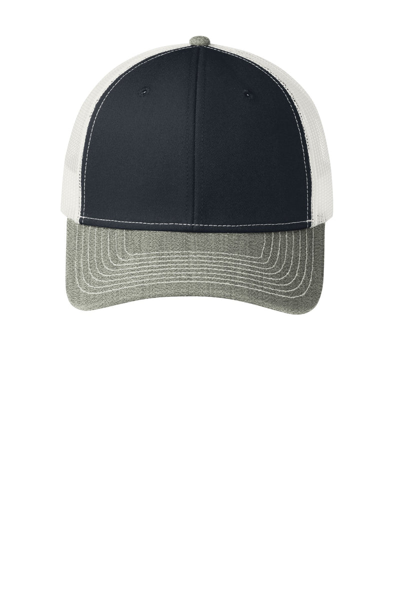 Port Authority Snapback Trucker Cap - Rich Navy/ Heather Grey/ White