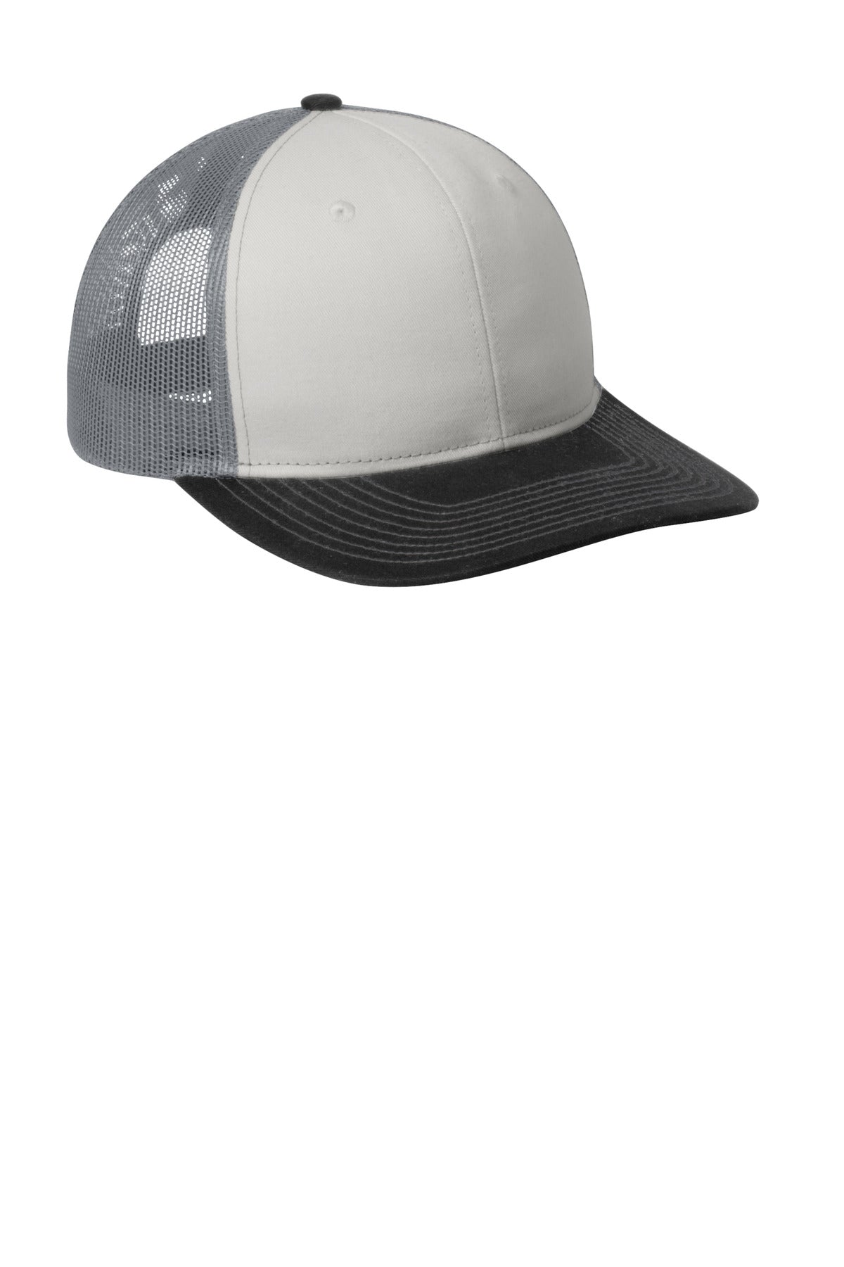 Port Authority Snapback Trucker Cap - White/ Black/ Gusty Grey