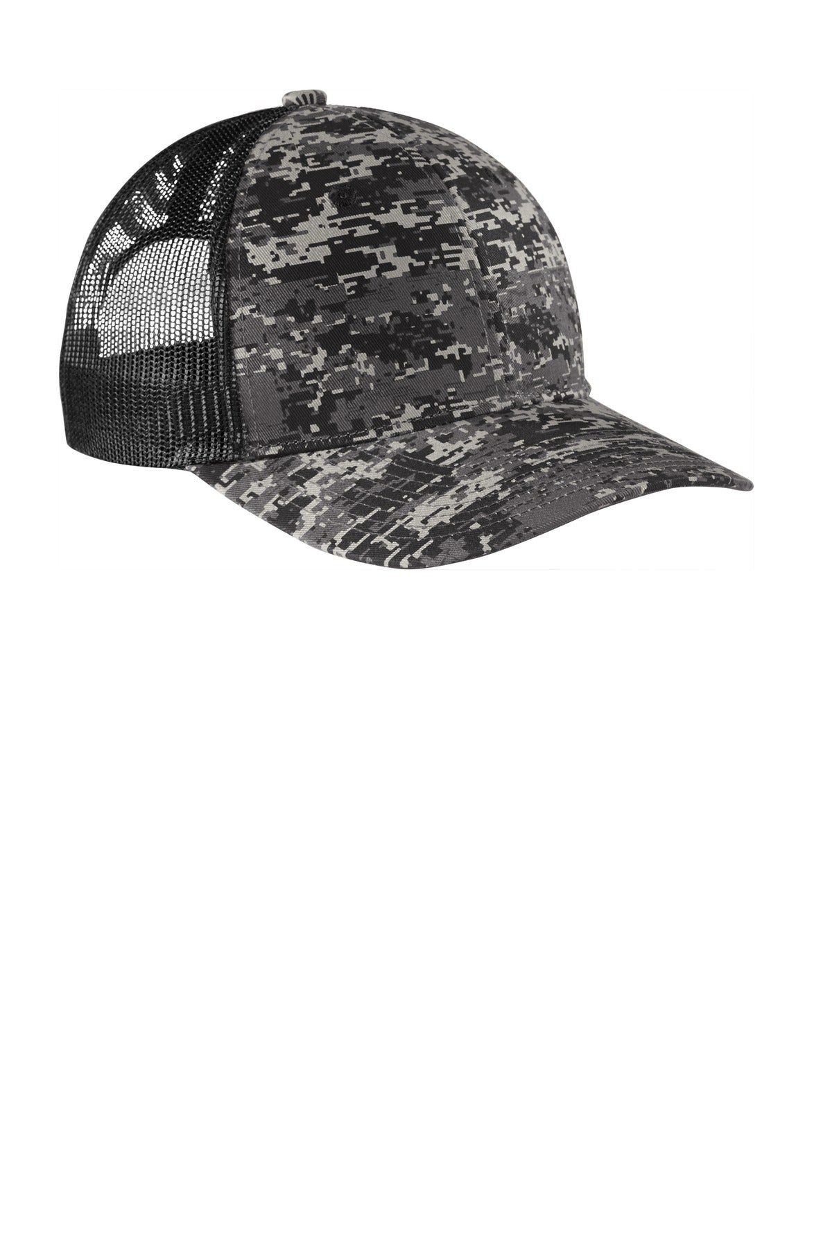 Port Authority  Digi Camo Snapback Trucker Cap - Black Digi/ Black
