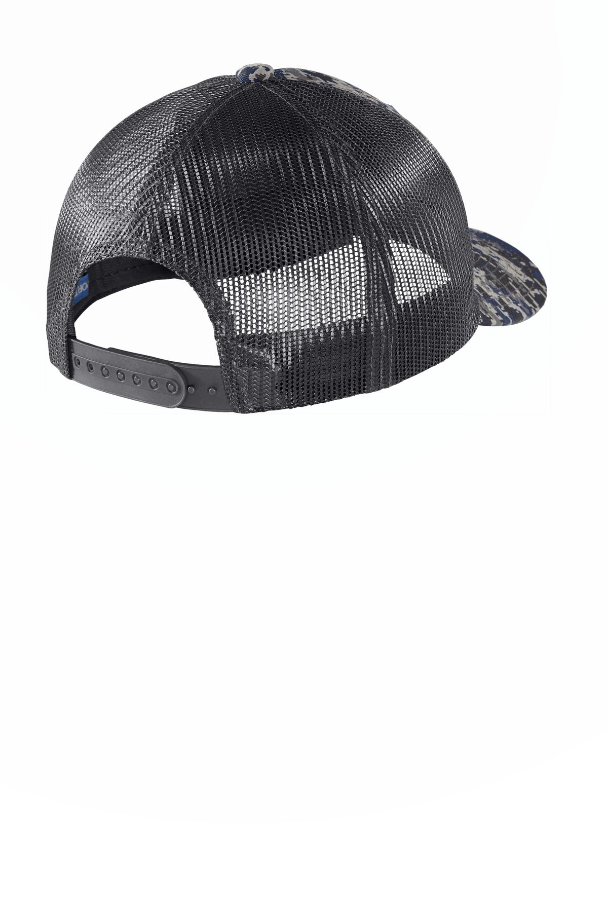 Port Authority  Digi Camo Snapback Trucker Cap - Rich Navy Digi/ Grey Steel