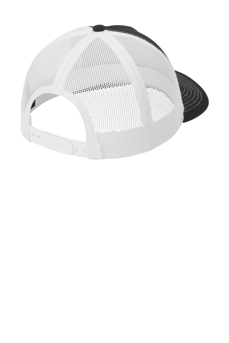 Port Authority Low-Profile Snapback 5-Panel Trucker Cap - Black/ White