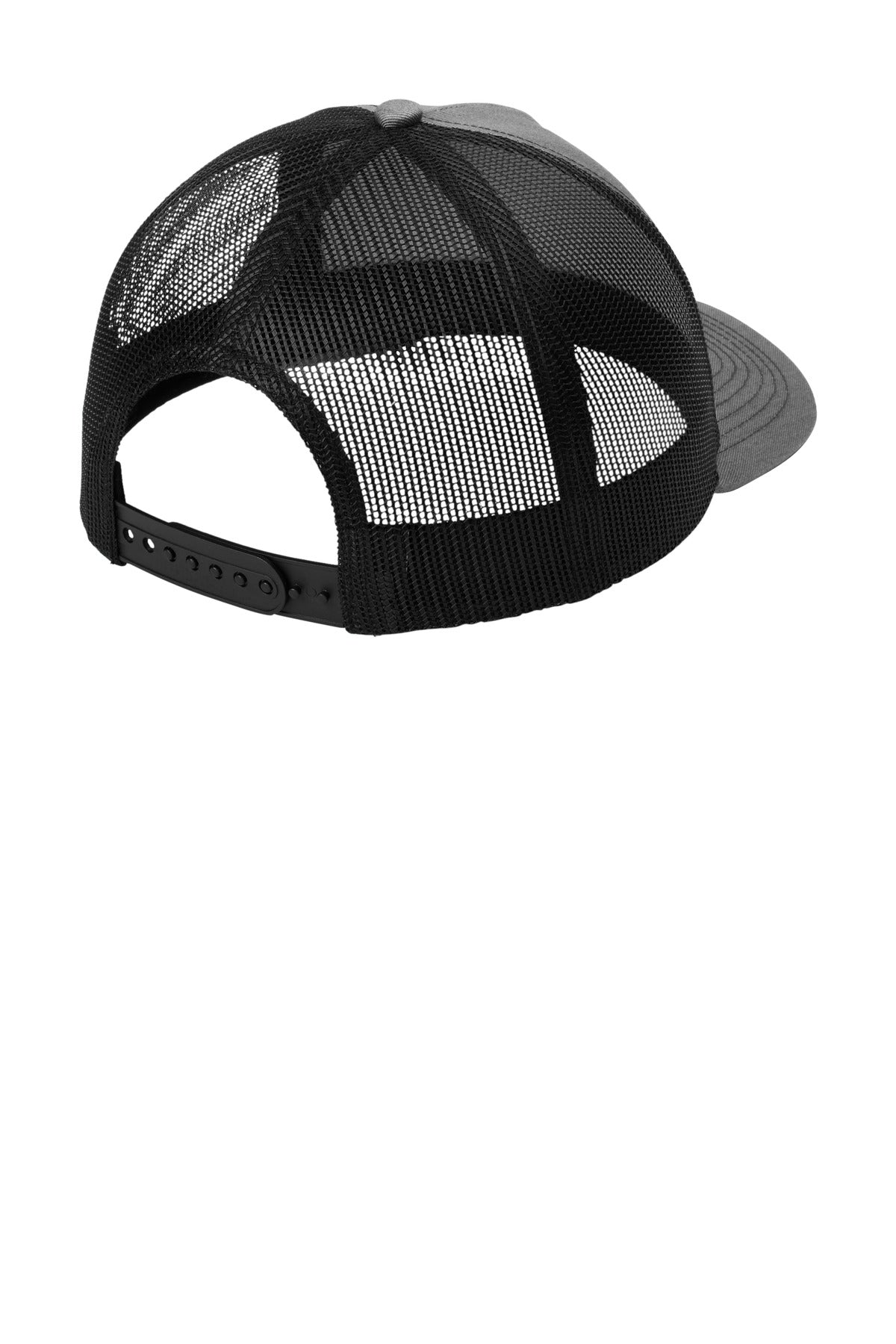Port Authority Low-Profile Snapback 5-Panel Trucker Cap - Heather Grey/ Black