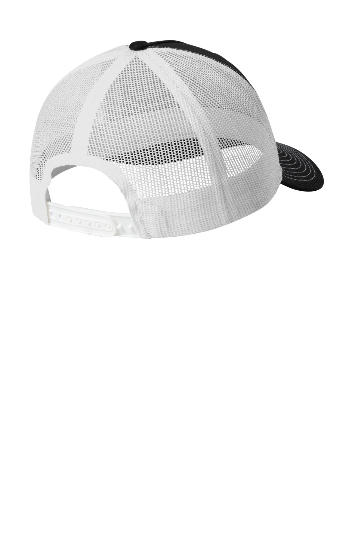 Port Authority Snapback Five-Panel Trucker Cap - Black/ White