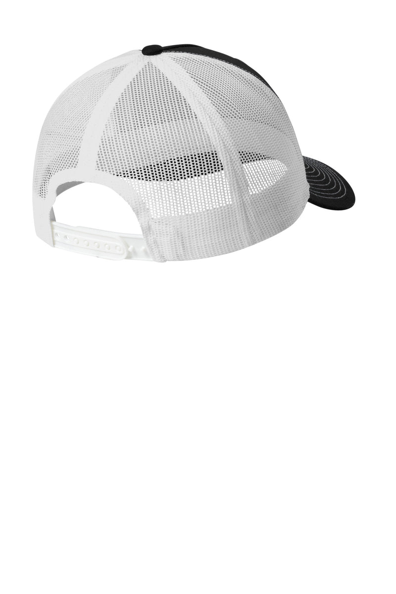 Port Authority Snapback Five-Panel Trucker Cap - Black/ White