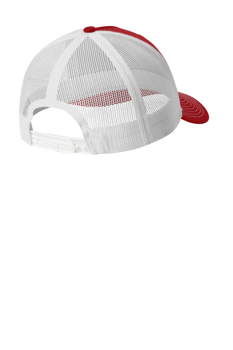 Port Authority Snapback Five-Panel Trucker Cap - Flame Red/ White