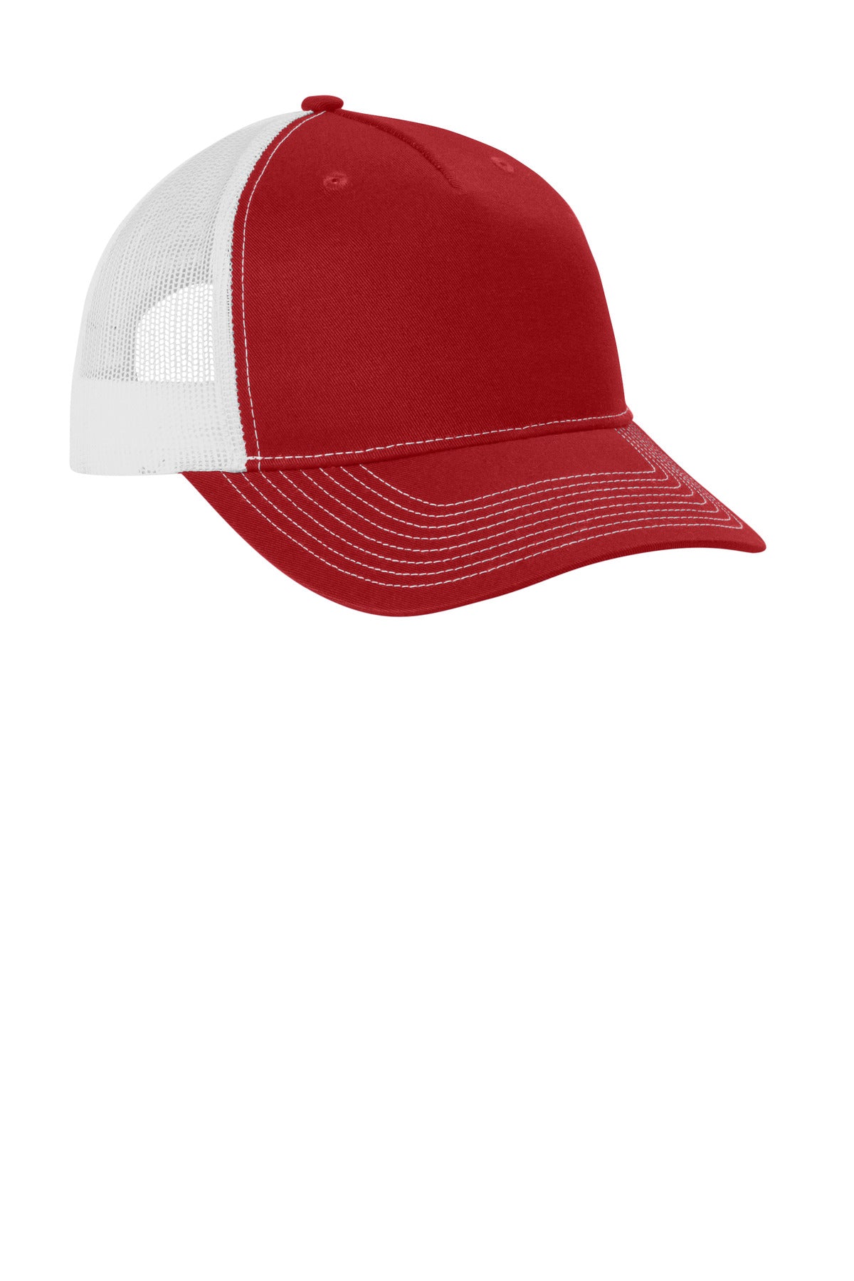 Port Authority Snapback Five-Panel Trucker Cap - Flame Red/ White