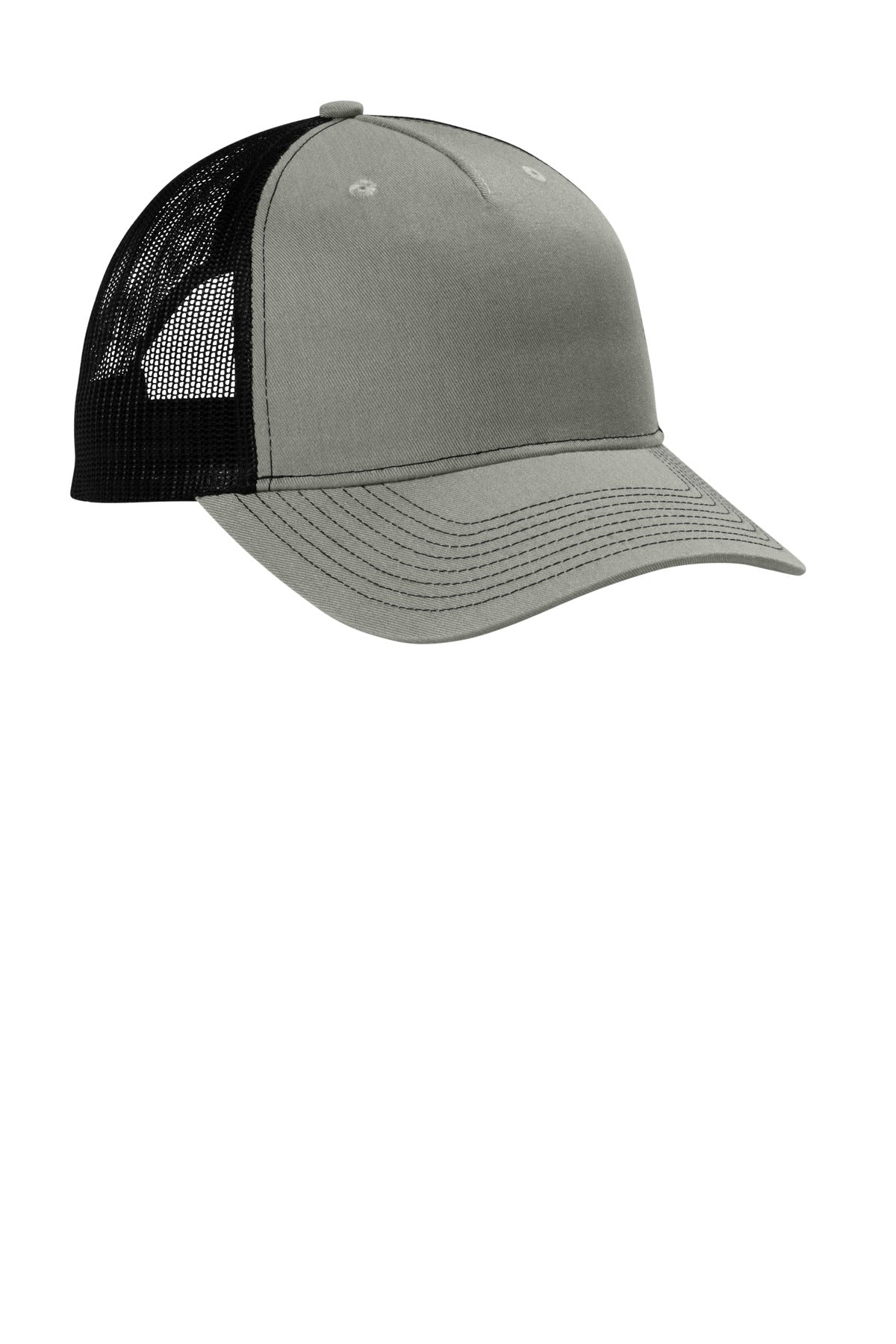 Port Authority Snapback Five-Panel Trucker Cap - Heather Grey/ Black