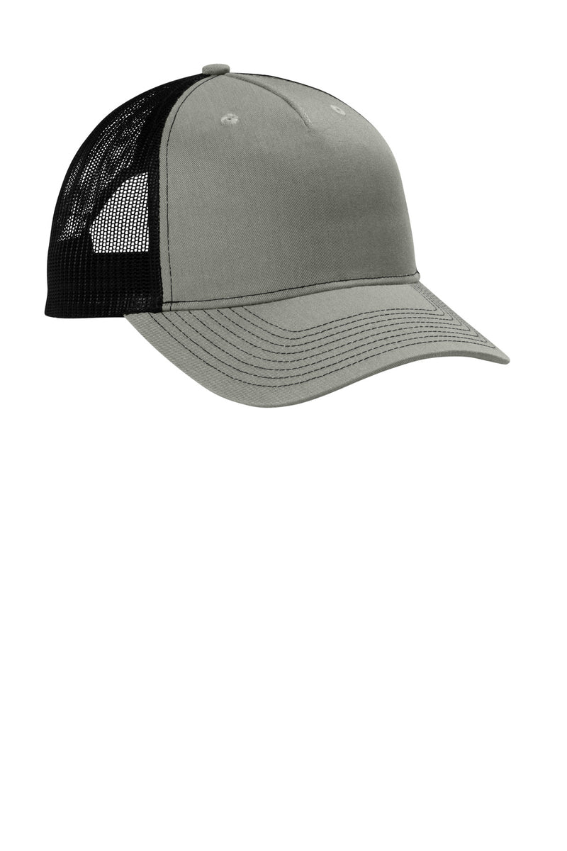 Port Authority Snapback Five-Panel Trucker Cap - Heather Grey/ Black