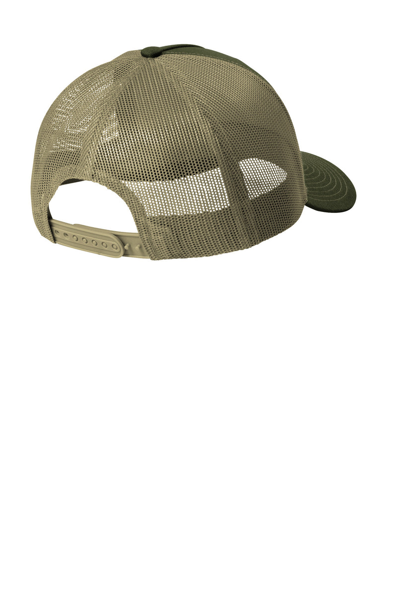 Port Authority Snapback Five-Panel Trucker Cap - Olive Drab Green/ Tan