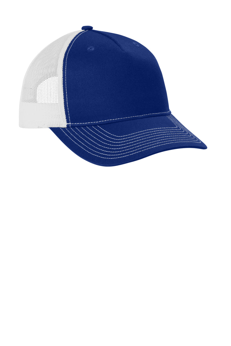 Port Authority Snapback Five-Panel Trucker Cap - Patriot Blue/ White