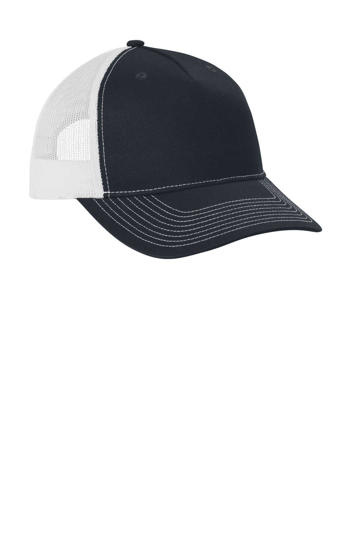 Port Authority Snapback Five-Panel Trucker Cap - Rich Navy/ White