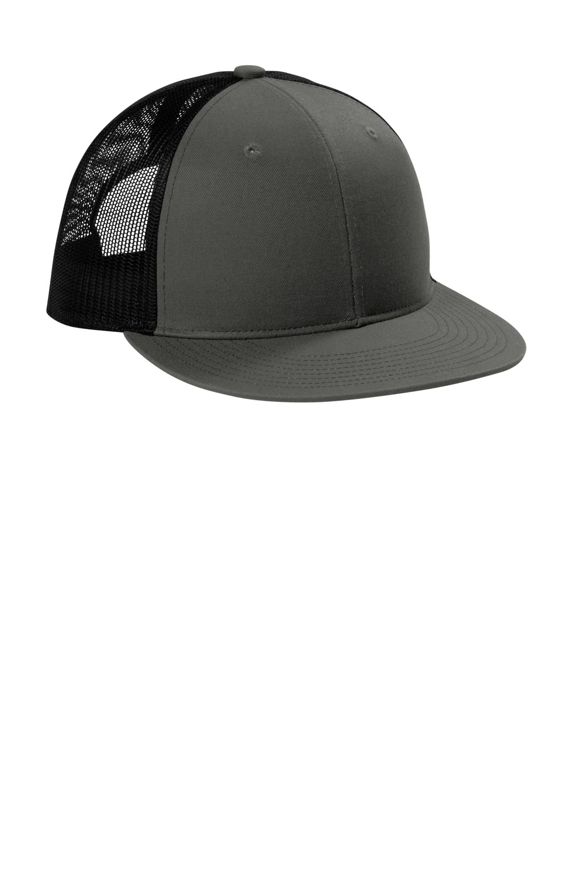 Port Authority Snapback Flat Bill Trucker Cap - Grey Steel/ Black