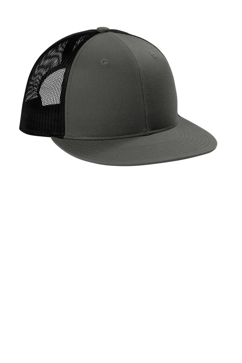 Port Authority Snapback Flat Bill Trucker Cap - Grey Steel/ Black