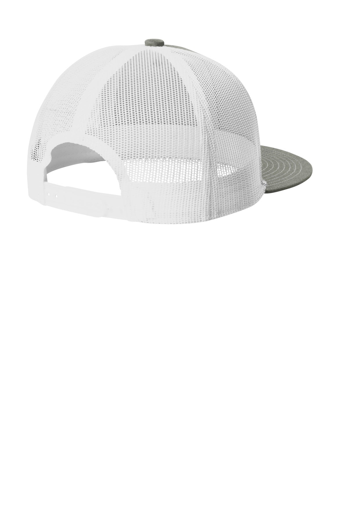 Port Authority Snapback Flat Bill Trucker Cap - Heather Grey/ White