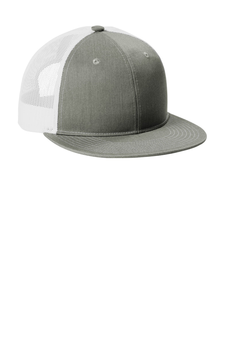 Port Authority Snapback Flat Bill Trucker Cap - Heather Grey/ White