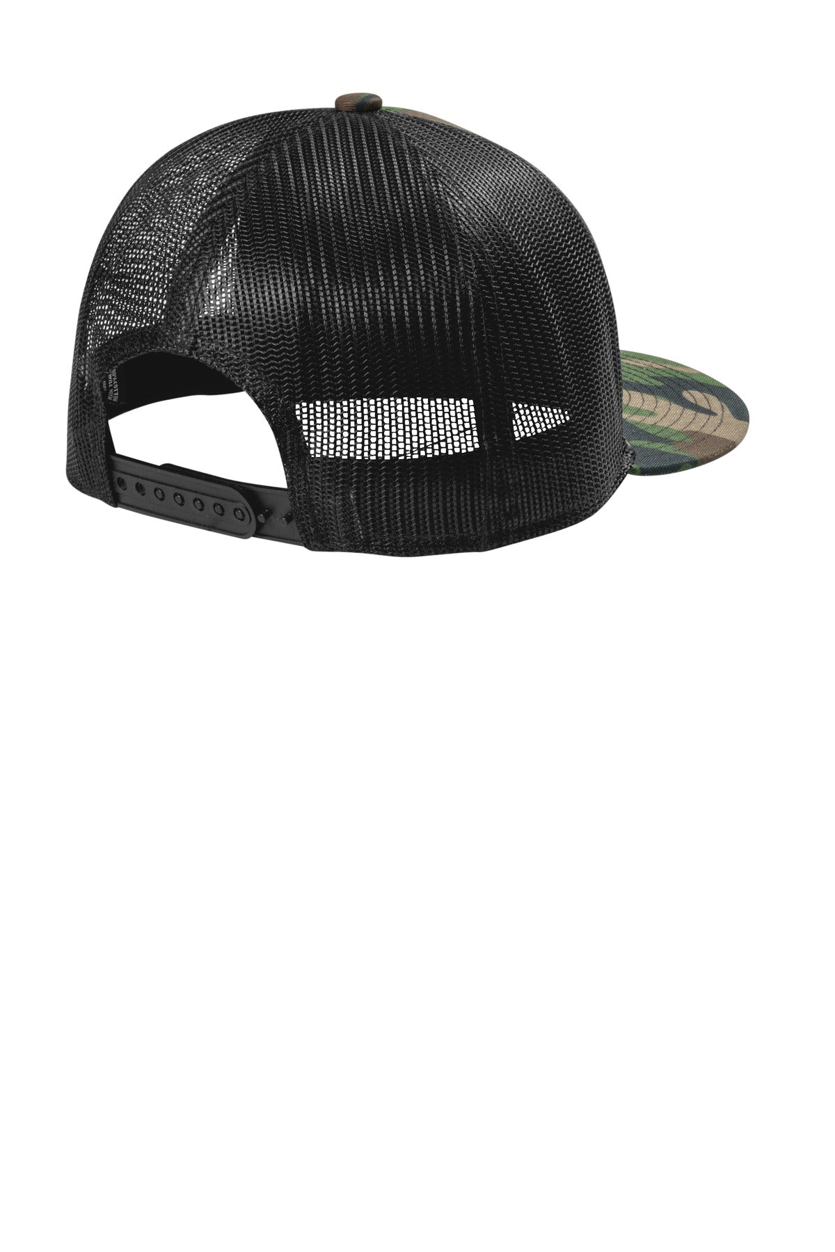 Port Authority Snapback Flat Bill Trucker Cap - Woodland Camo/ Black