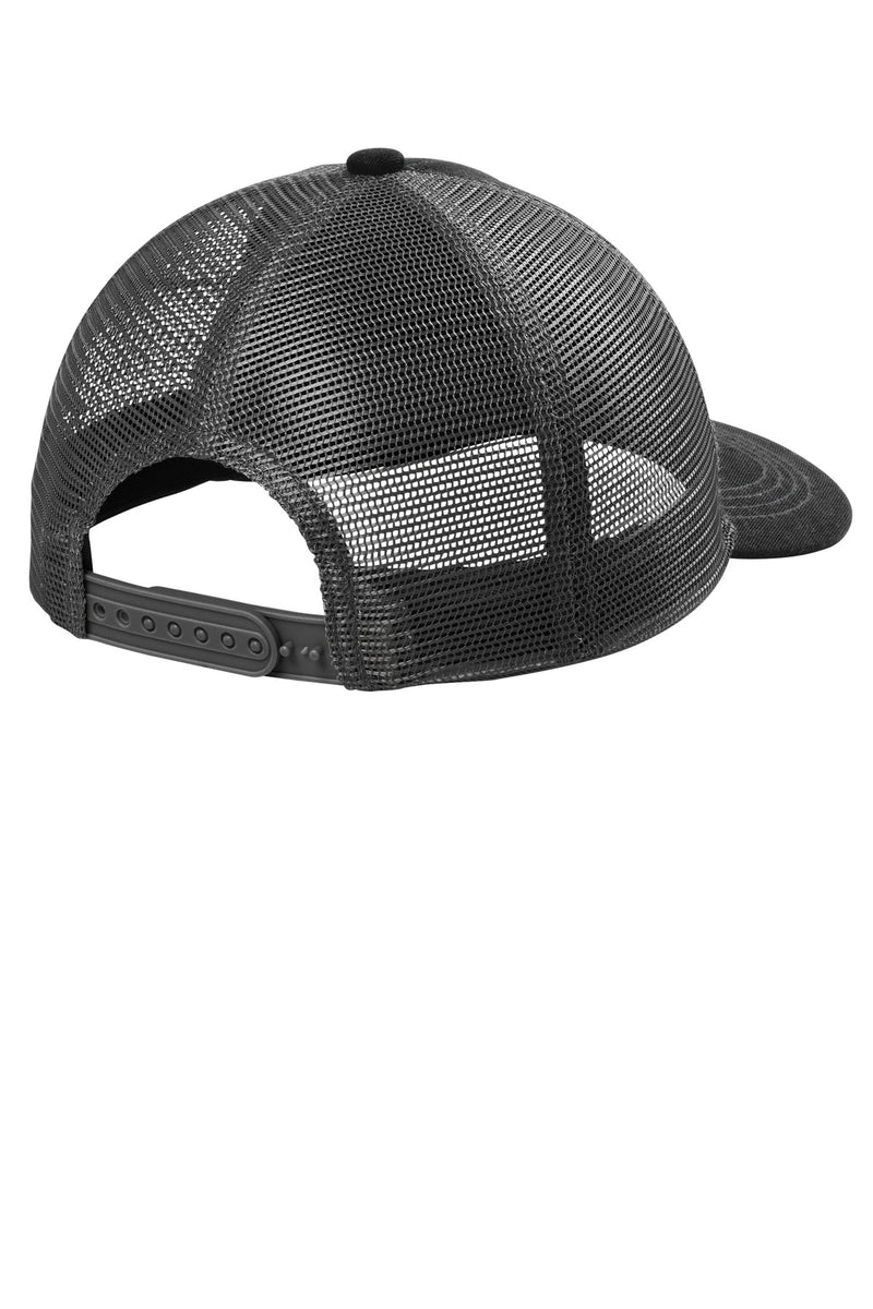 Port Authority Unstructured Snapback Trucker Cap - Black/ Grey Steel