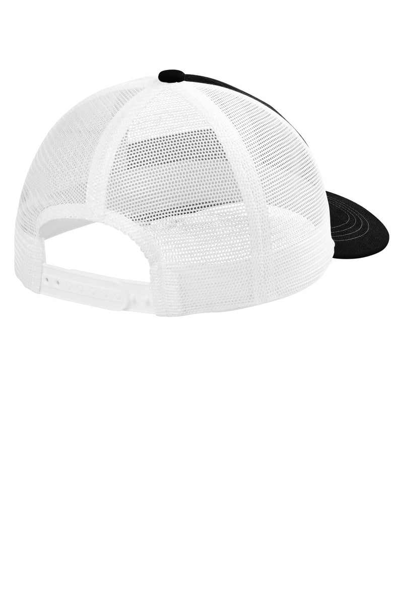 Port Authority Unstructured Snapback Trucker Cap - Black/ White