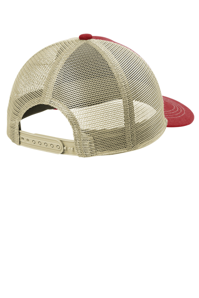 Port Authority Unstructured Snapback Trucker Cap - Flame Red/ Tan