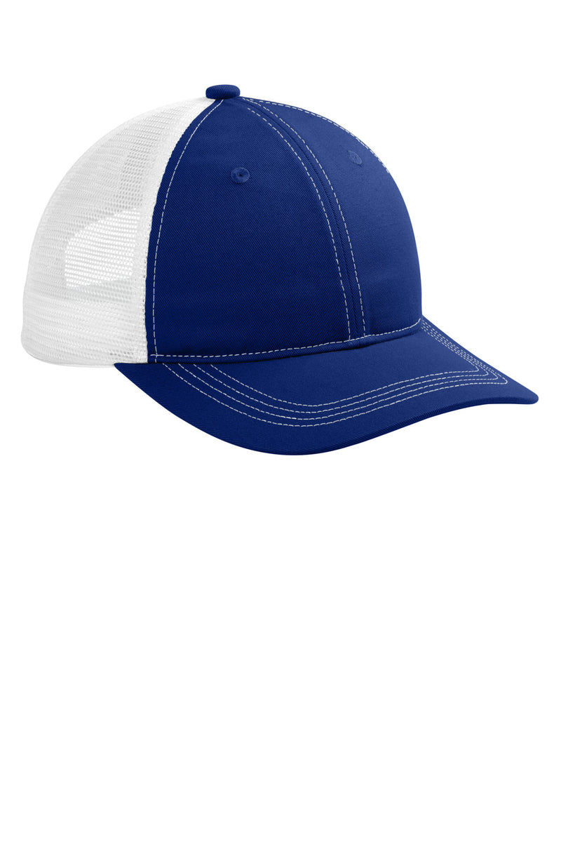 Port Authority Unstructured Snapback Trucker Cap - Patriot Blue/ White