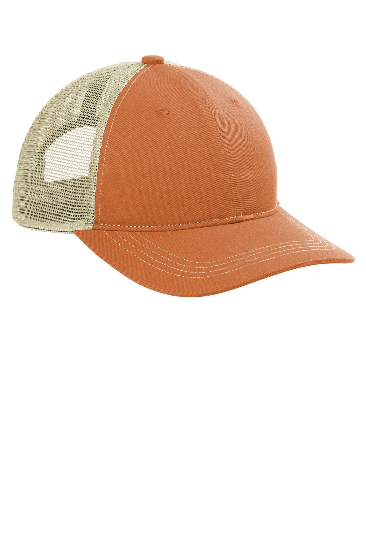 Port Authority Unstructured Snapback Trucker Cap - Texas Orange/ Tan