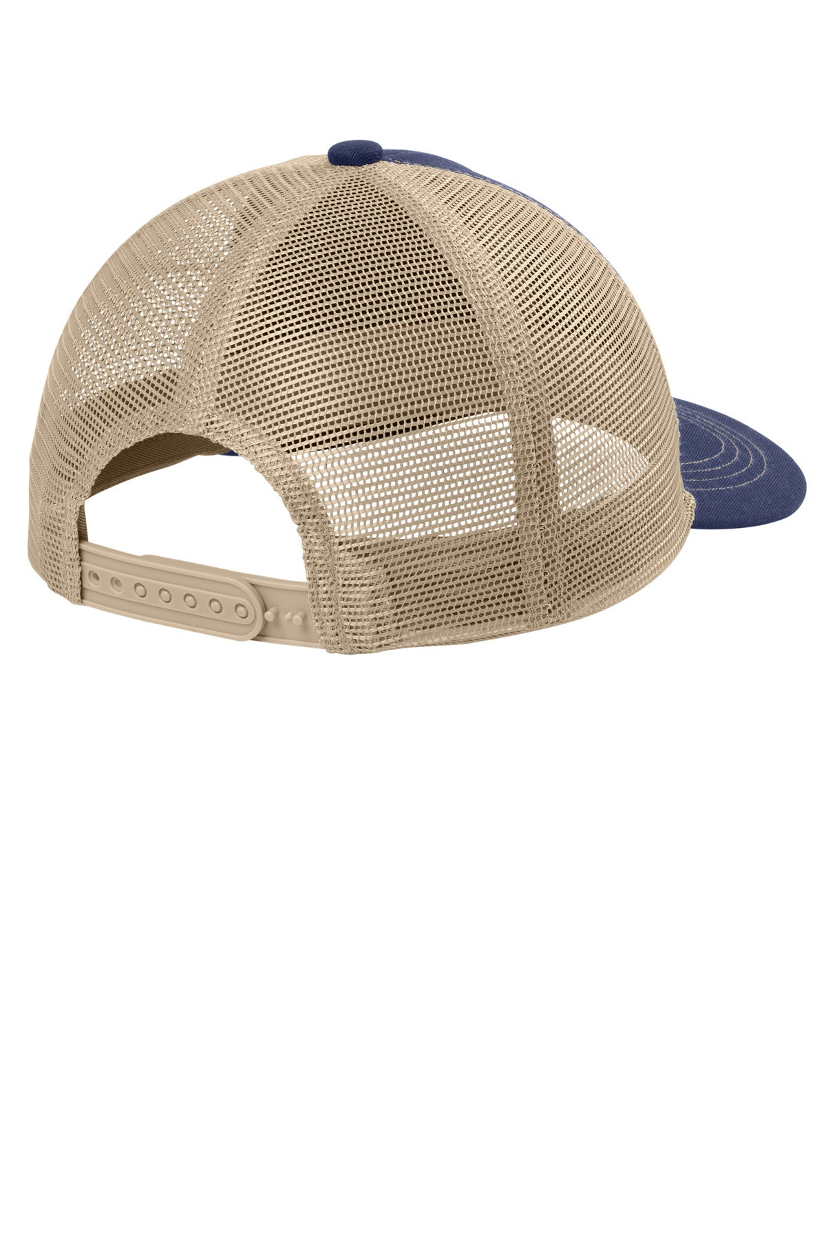 Port Authority Unstructured Snapback Trucker Cap - True Navy/ Tan