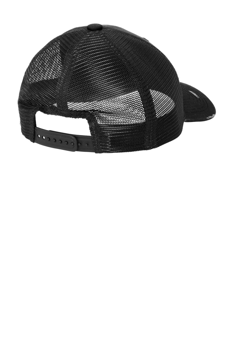 Port Authority Distressed Mesh Back Cap - Black/ Black