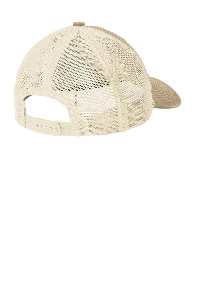 Port Authority Distressed Mesh Back Cap - Khaki/ Stone