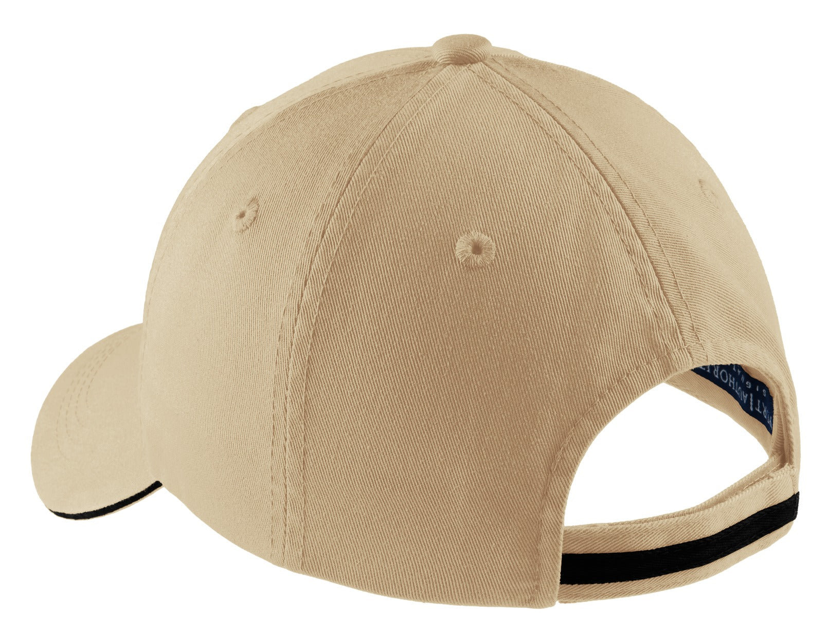 Port Authority Sandwich Bill Cap with Striped Closure - Stone/ Black
