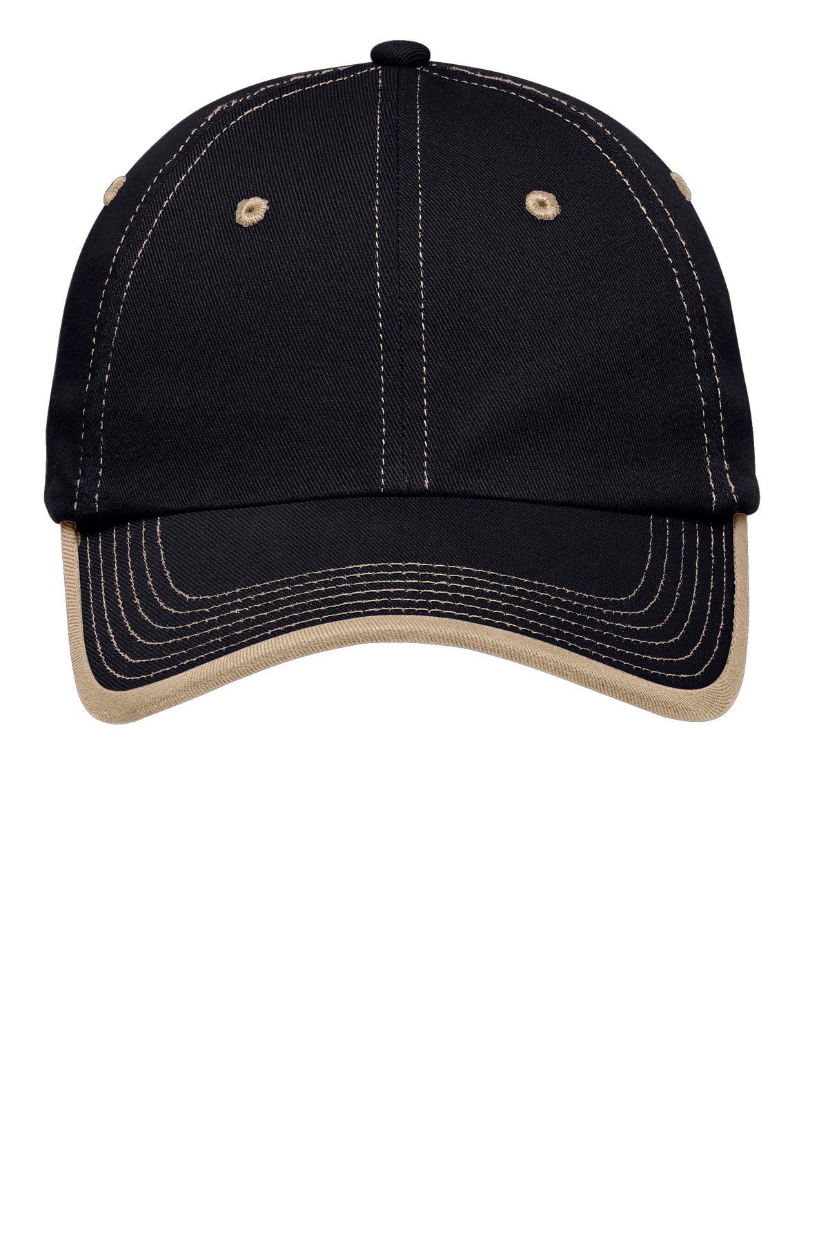 Port Authority Vintage Washed Contrast Stitch Cap - Navy/ Light Sand