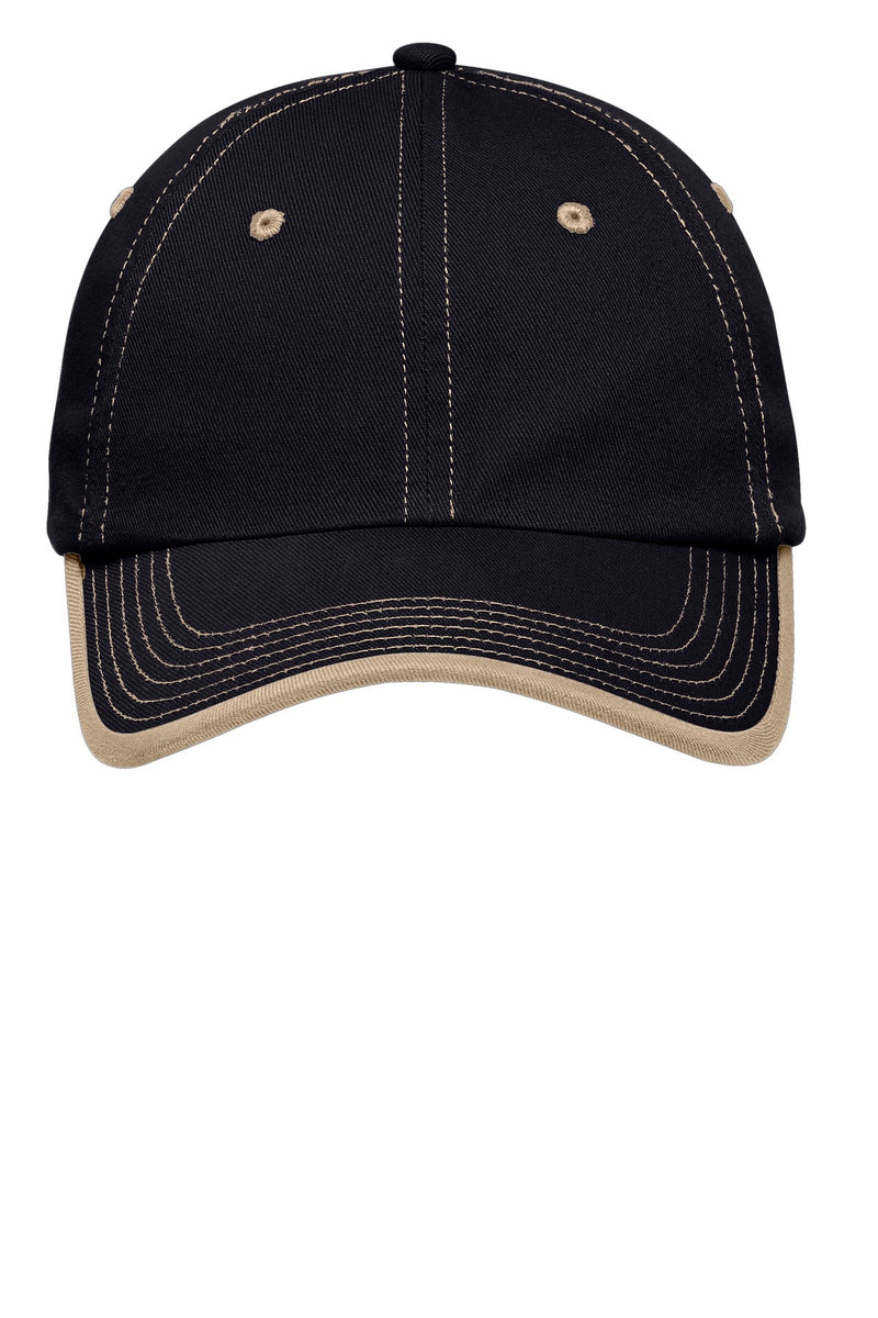 Port Authority Vintage Washed Contrast Stitch Cap - Navy/ Light Sand