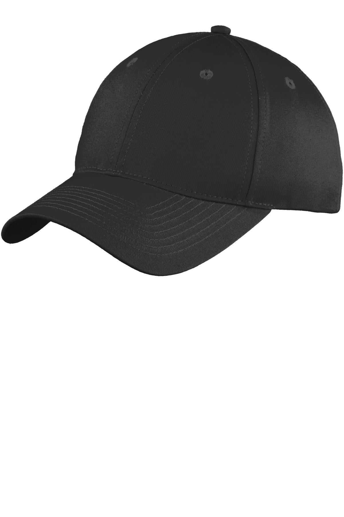 Port Authority Youth Six-Panel Unstructured Twill Cap - Black