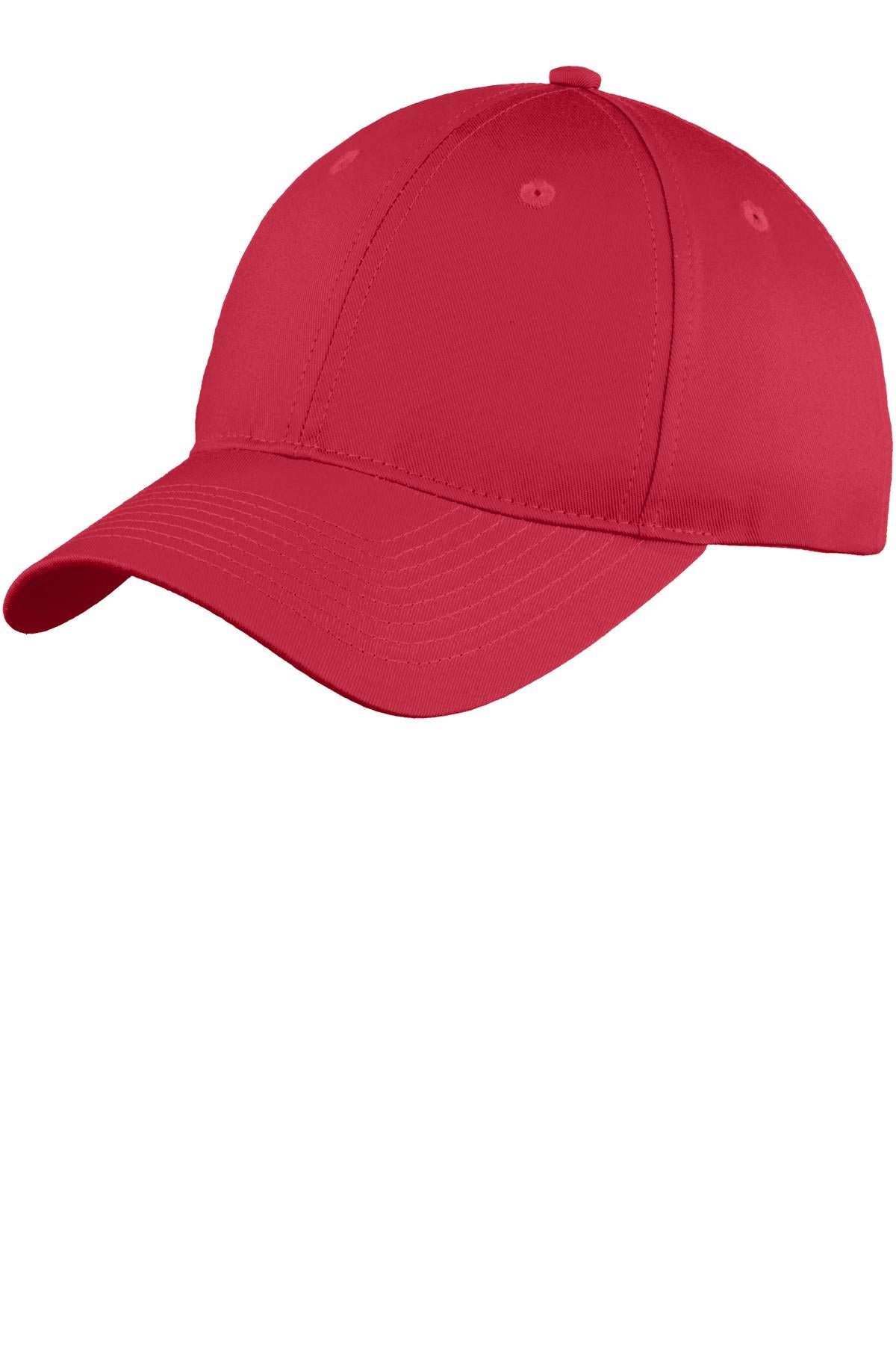 Port Authority Youth Six-Panel Unstructured Twill Cap - Red