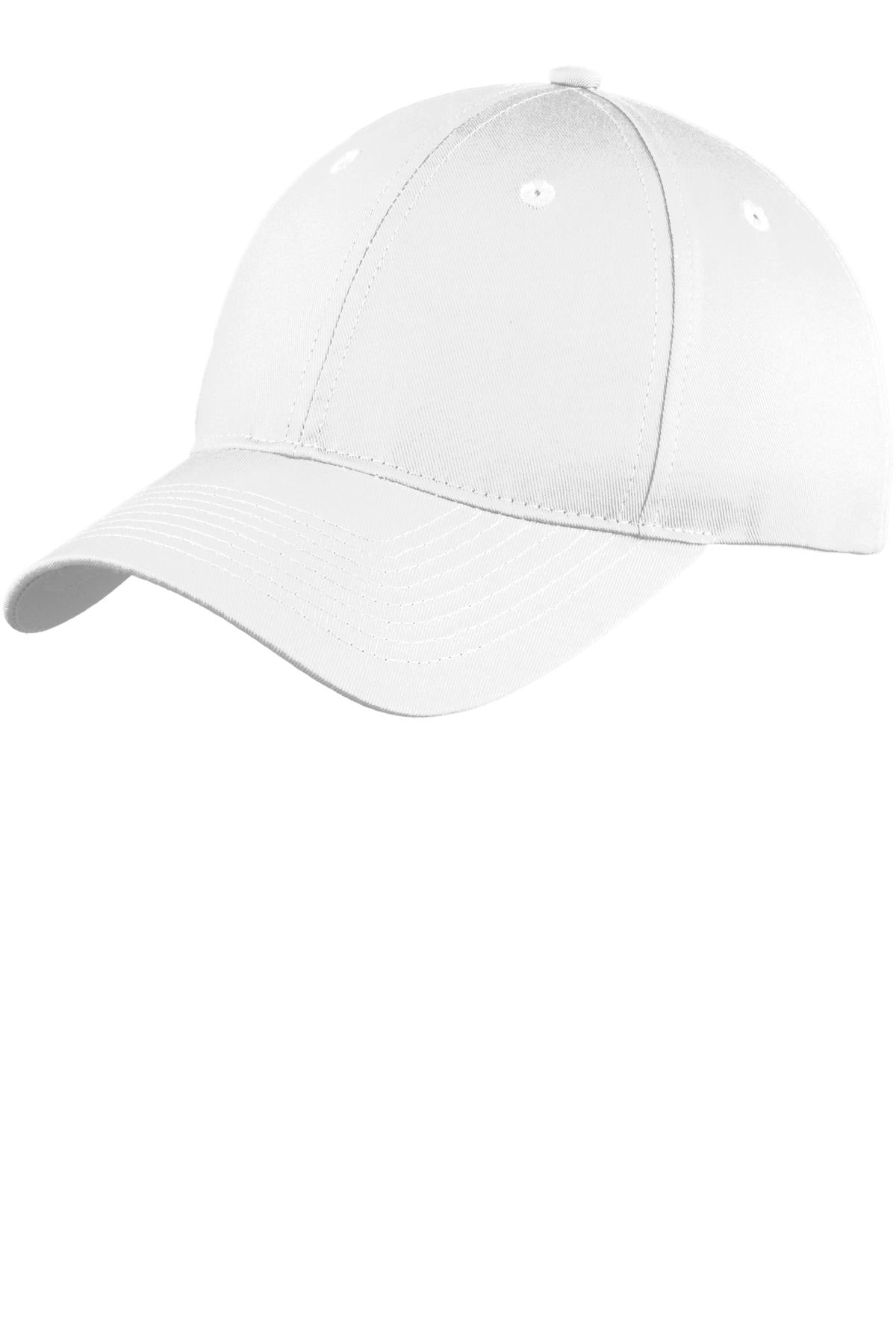 Port Authority Youth Six-Panel Unstructured Twill Cap - White