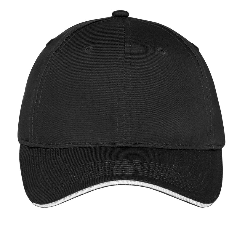Port Authority Unstructured Sandwich Bill Cap - Black/ White