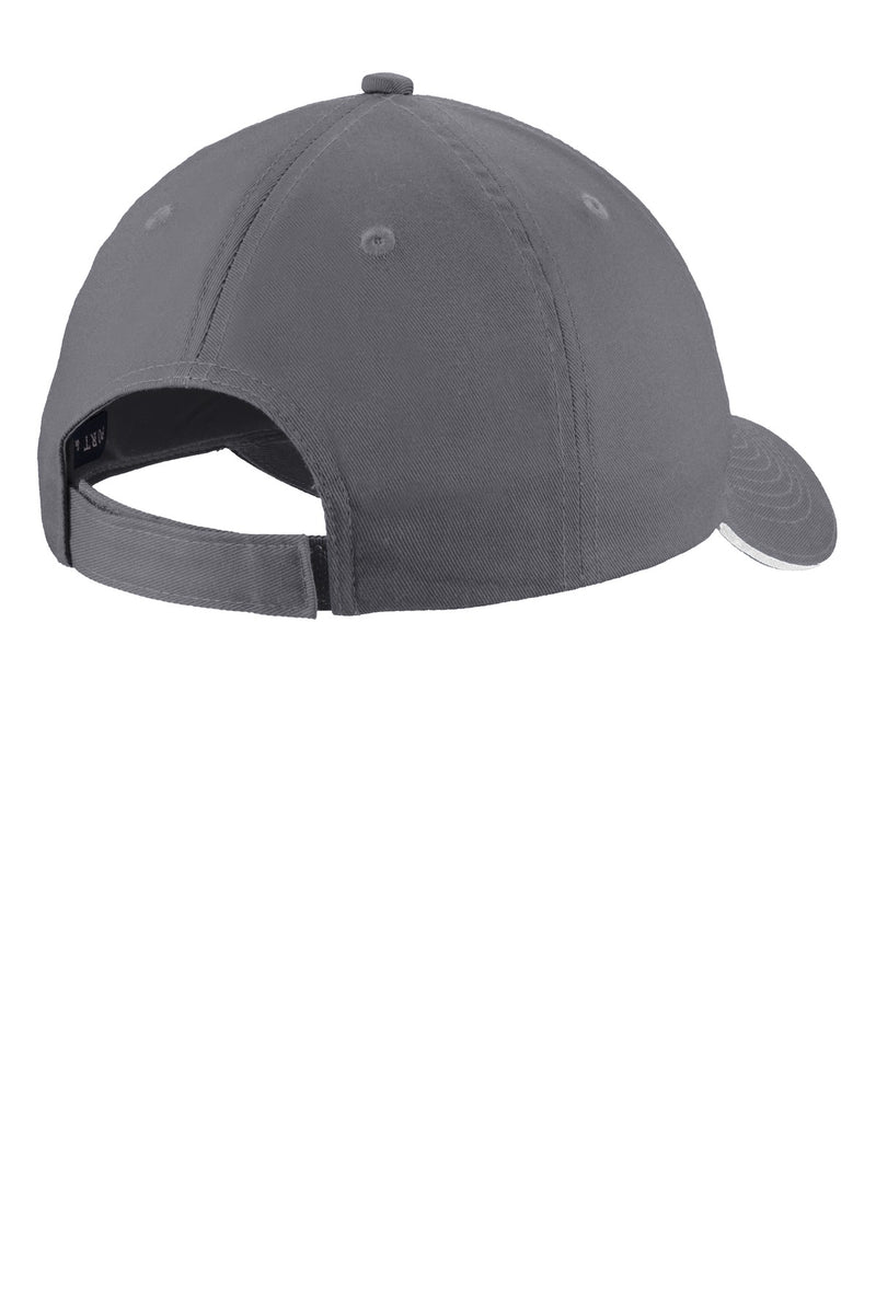 Port Authority Unstructured Sandwich Bill Cap - Charcoal/ White