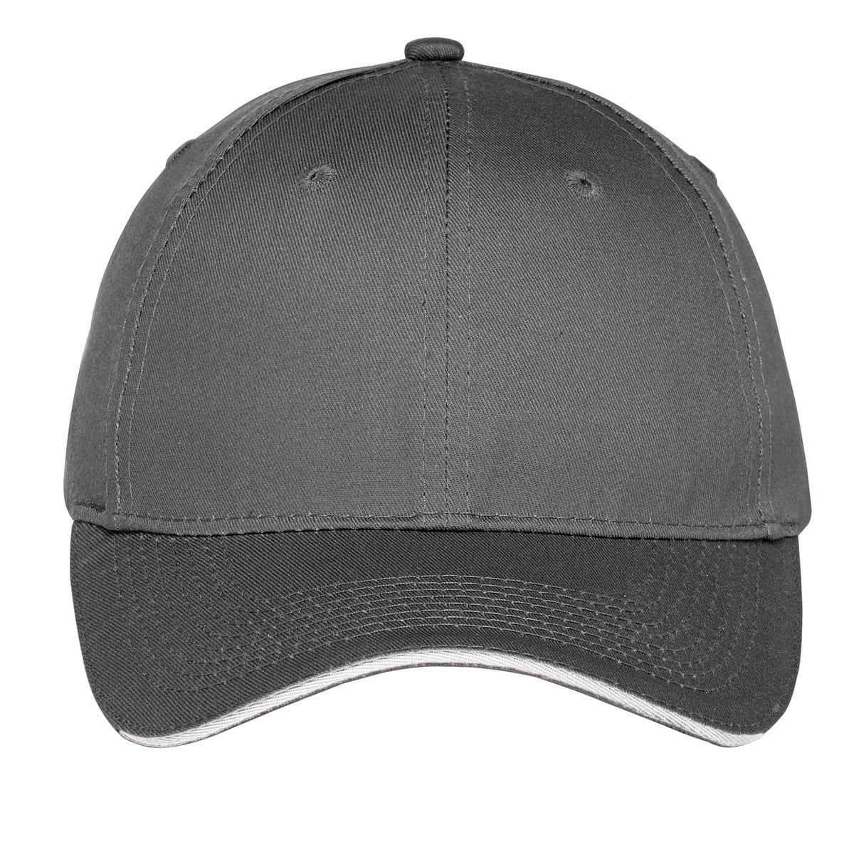Port Authority Unstructured Sandwich Bill Cap - Charcoal/ White