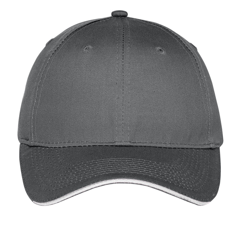 Port Authority Unstructured Sandwich Bill Cap - Charcoal/ White