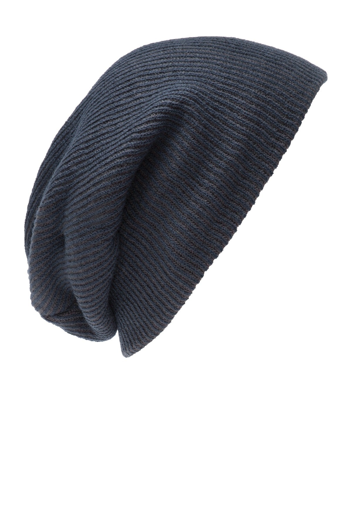 Port Authority Rib Knit Slouch Beanie - Dress Blue Navy/ Iron Grey