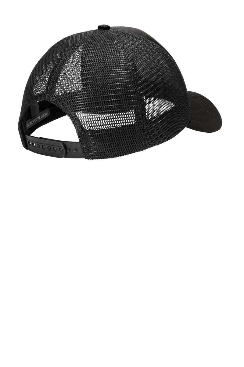 Port Authority  5-Panel Twill Foam Trucker Cap - Black/ Black