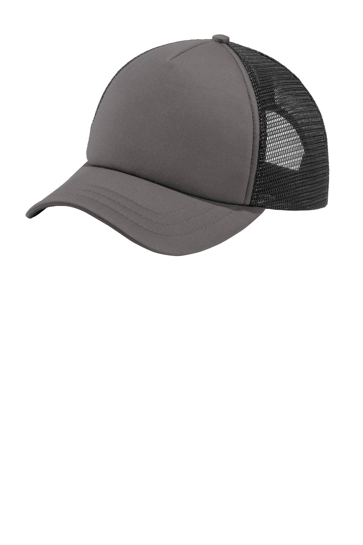 Port Authority  5-Panel Twill Foam Trucker Cap - Charcoal/ Black